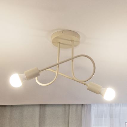 Candeeiro de tecto de montagem superficial OXFORD 2xE27/15W/230V creme