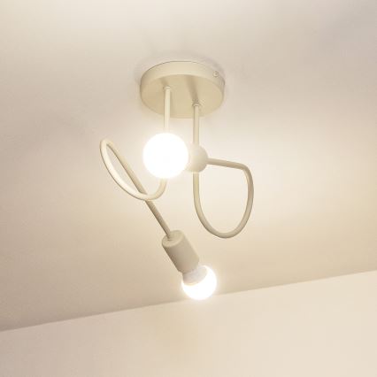 Candeeiro de tecto de montagem superficial OXFORD 2xE27/15W/230V creme