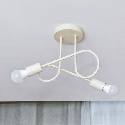 Candeeiro de tecto de montagem superficial OXFORD 2xE27/15W/230V creme