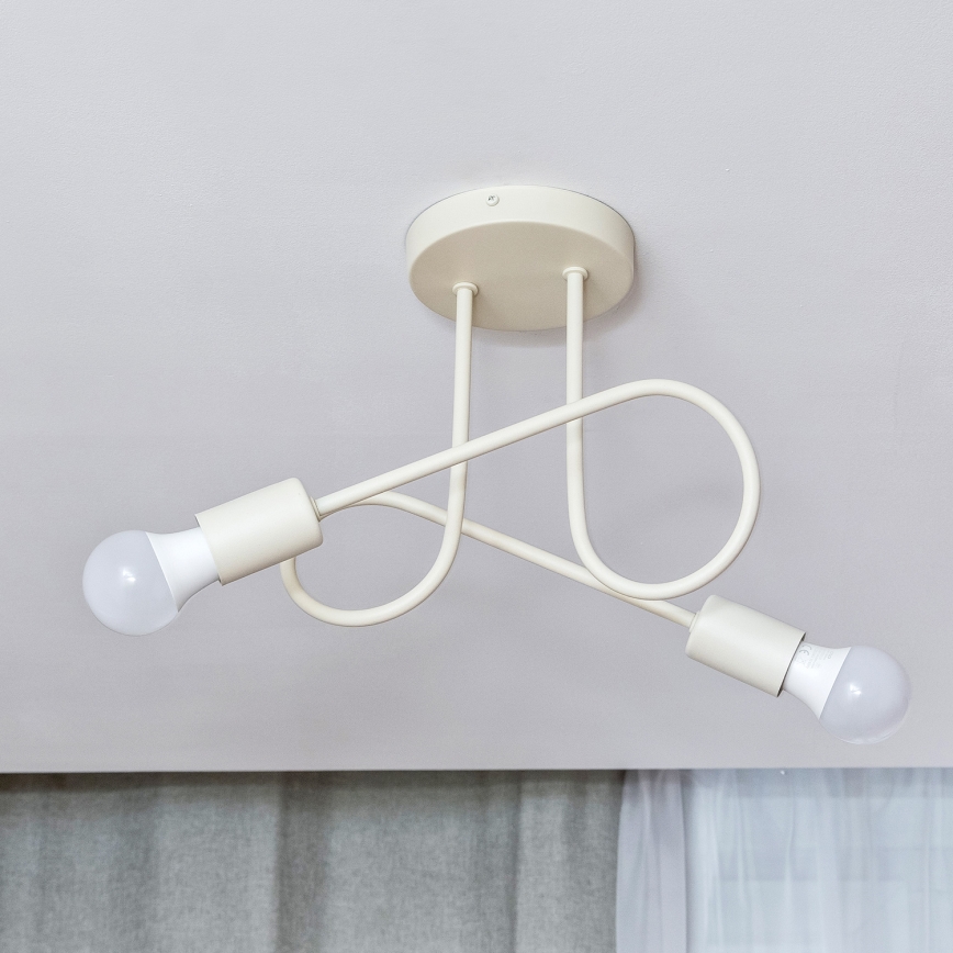 Candeeiro de tecto de montagem superficial OXFORD 2xE27/15W/230V creme