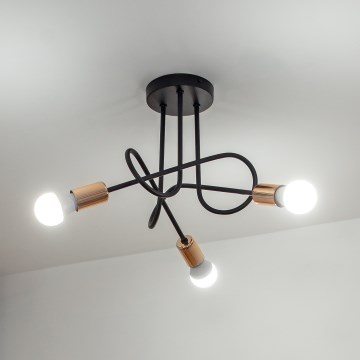 Candeeiro de tecto de superfície LED OXFORD 3xE27/15W/230V preto