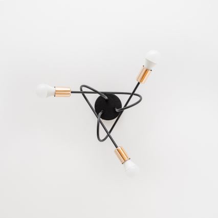 Candeeiro de tecto de superfície LED OXFORD 3xE27/15W/230V preto