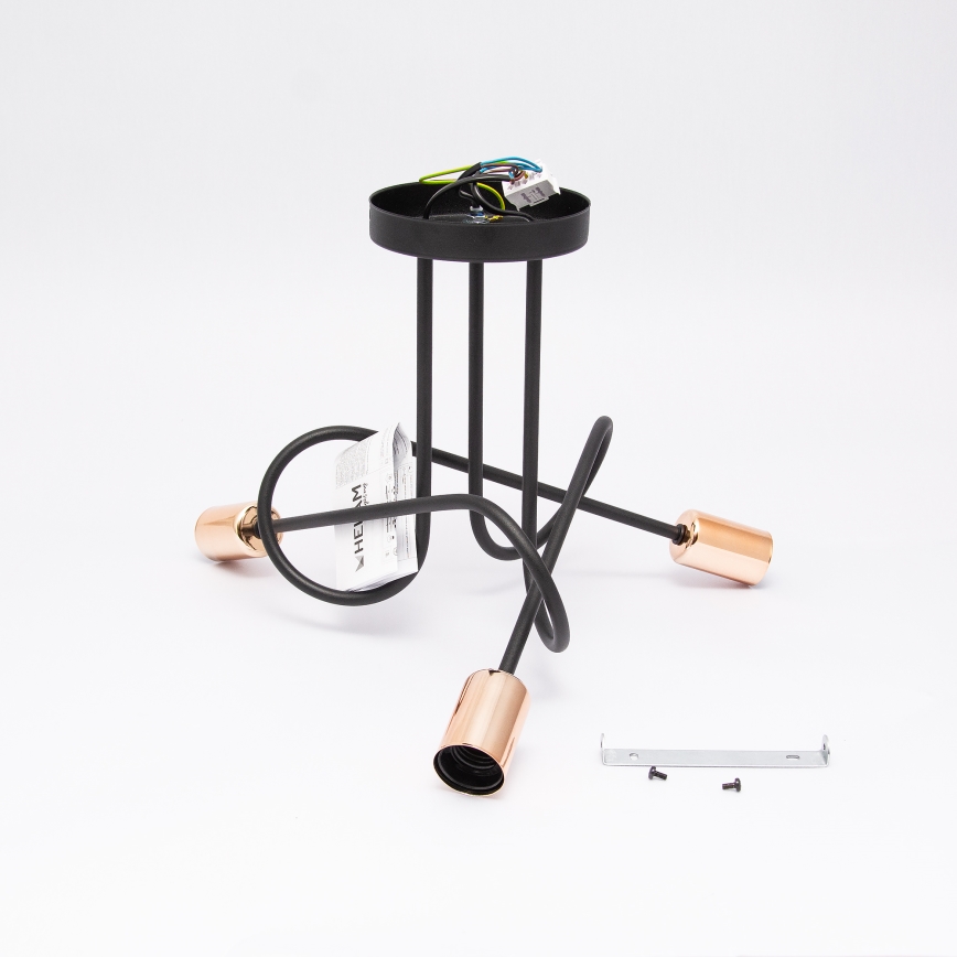 Candeeiro de tecto de superfície LED OXFORD 3xE27/15W/230V preto