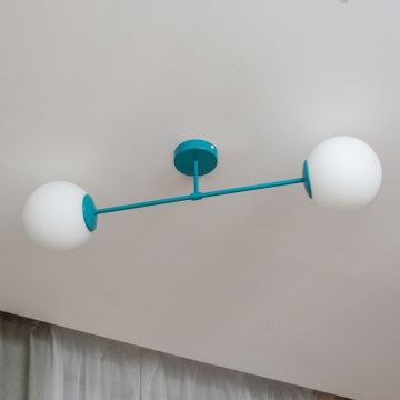 Candeeiro de tecto de superfície MOON 2xE27/15W/230V turquesa