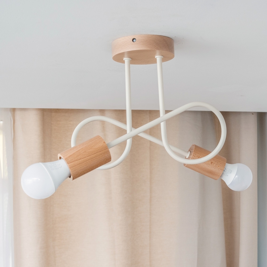 Candeeiro de tecto de superfície OXFORD 2xE27/15W/230V pinho/creme