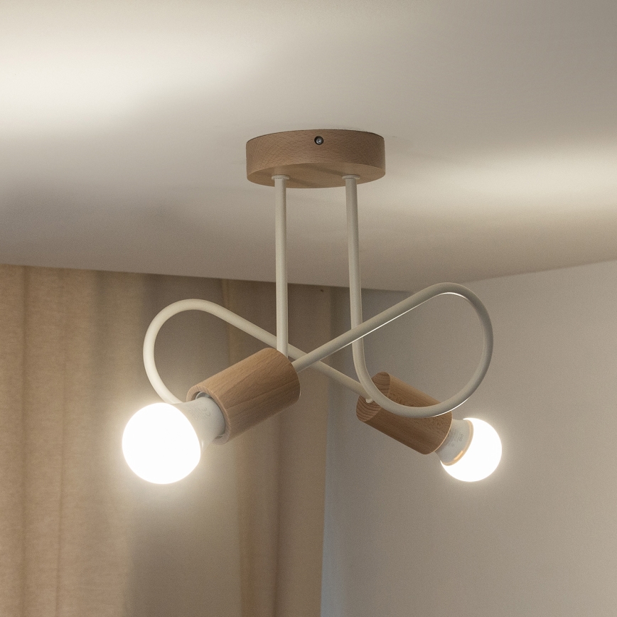 Candeeiro de tecto de superfície OXFORD 2xE27/15W/230V pinho/creme
