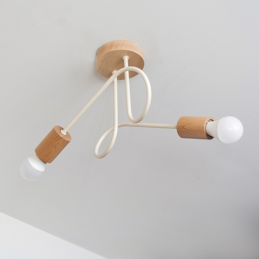 Candeeiro de tecto de superfície OXFORD 2xE27/15W/230V pinho/creme