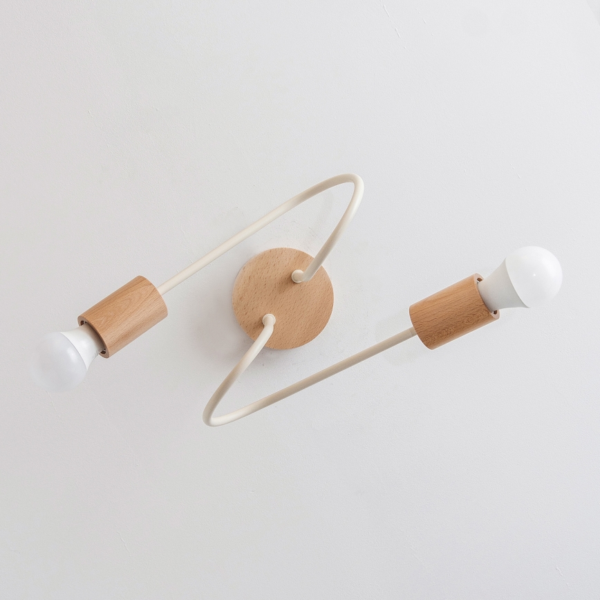 Candeeiro de tecto de superfície OXFORD 2xE27/15W/230V pinho/creme