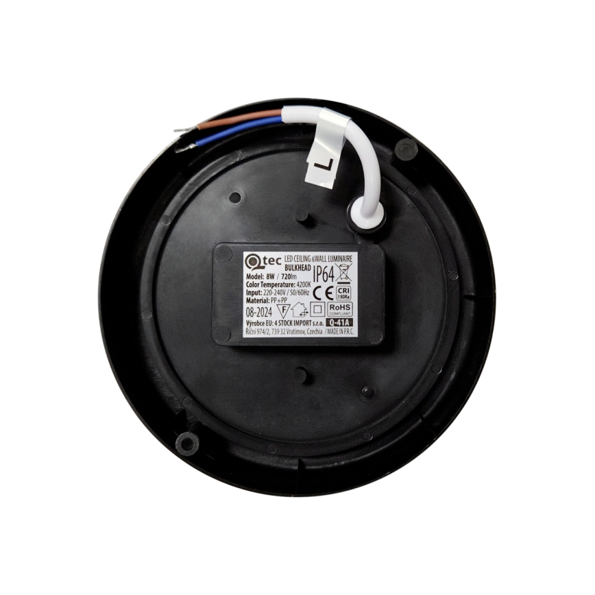 Candeeiro de tecto exterior LED/8W/230V 4200K Ø 14 cm IP64 preto