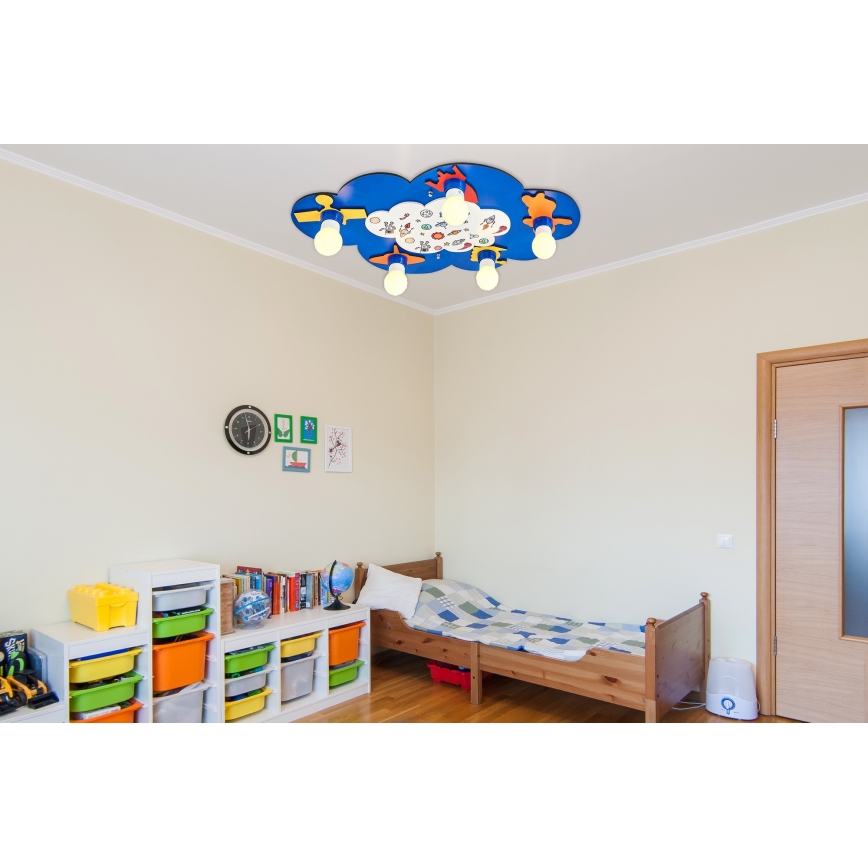Candeeiro de tecto infantil LUCCA 5xE27/24W/230V azul