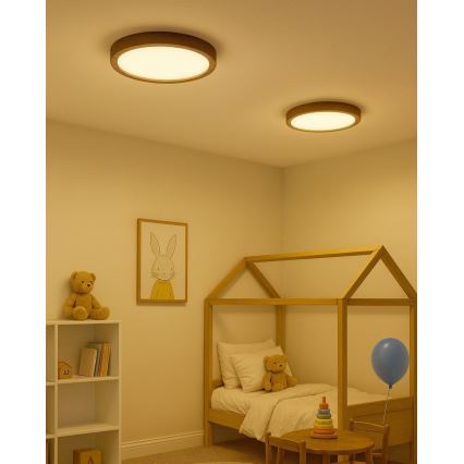 Candeeiro de tecto LED/24W/230V 3000/4000/6500K Ø 30 cm castanho