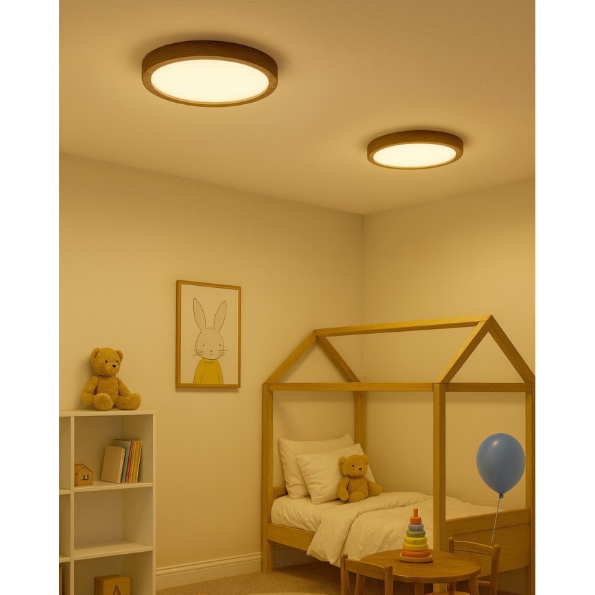 Candeeiro de tecto LED/24W/230V 3000/4000/6500K Ø 30 cm castanho