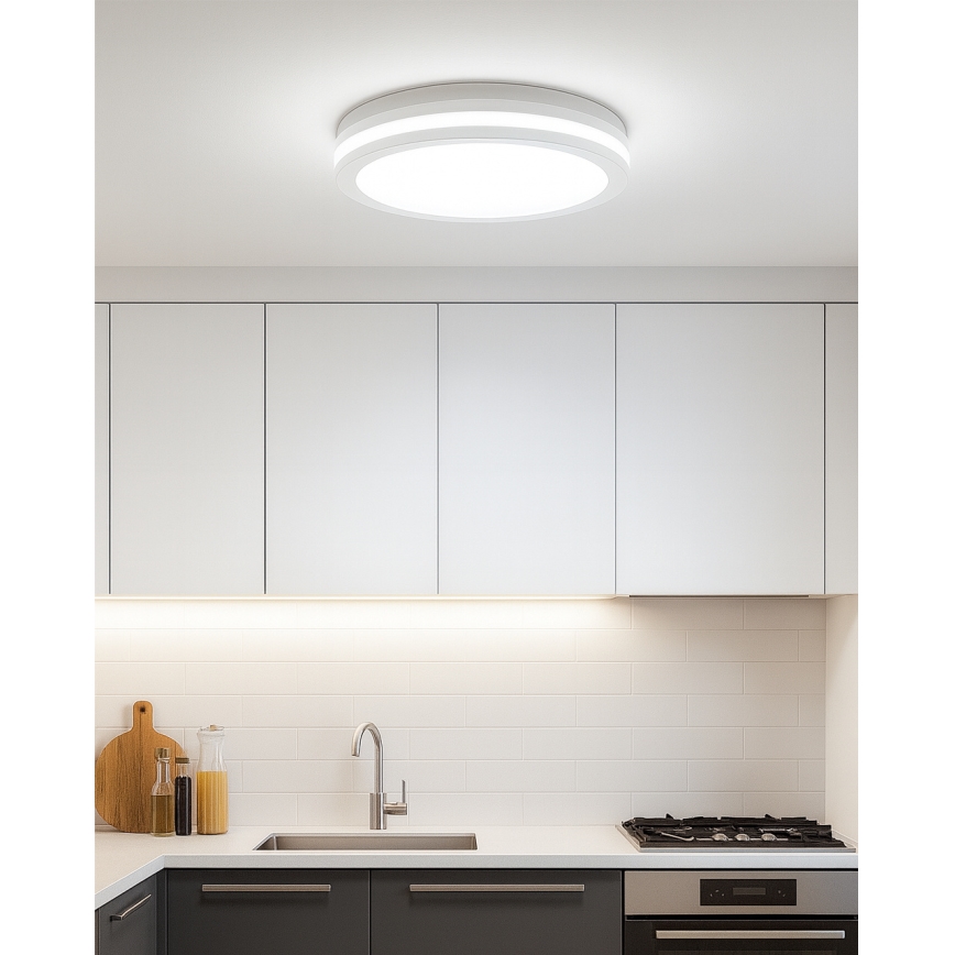 Candeeiro de teto LED com sensor de movimento LED/20W/230V 3000/4000/6500K Ø 230 cm IP54 cinzento