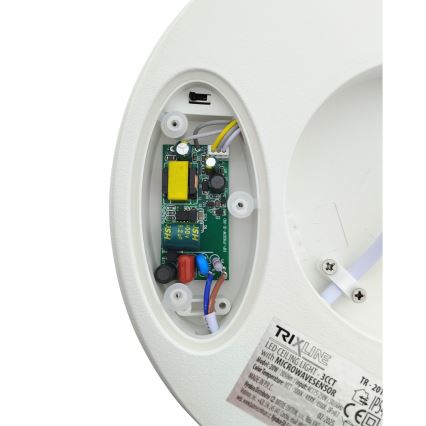Candeeiro de teto LED com sensor de movimento LED/20W/230V 3000/4000/6500K Ø 230 cm IP54 cinzento