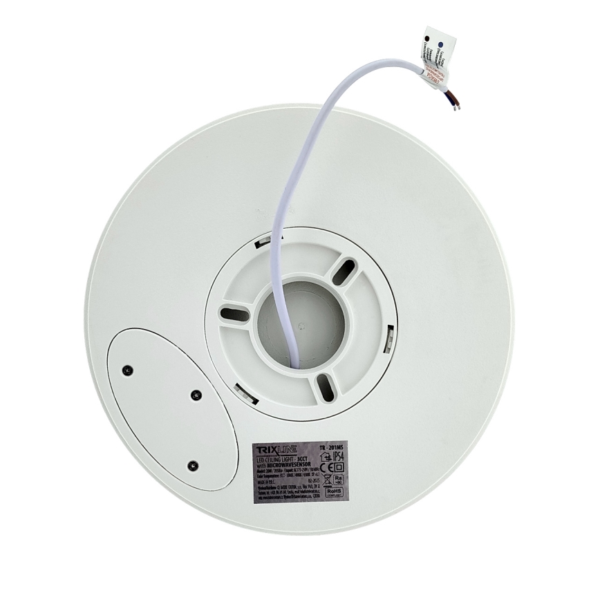 Candeeiro de teto LED com sensor de movimento LED/20W/230V 3000/4000/6500K Ø 230 cm IP54 cinzento