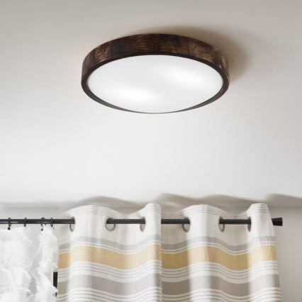 Candeeiro de tecto OAK SLIM 2xE27/15W/230V Ø 37 cm carvalho/castanho escuro
