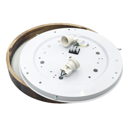 Candeeiro de tecto OAK SLIM 2xE27/15W/230V Ø 37 cm carvalho/castanho escuro