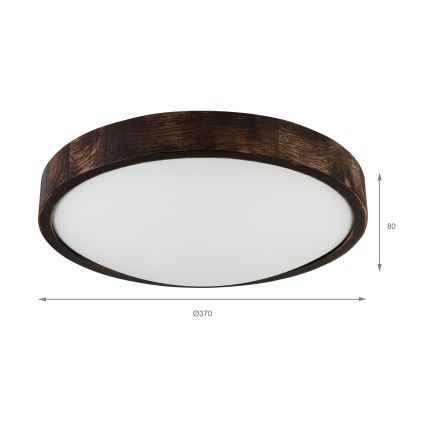 Candeeiro de tecto OAK SLIM 2xE27/15W/230V Ø 37 cm carvalho/castanho escuro