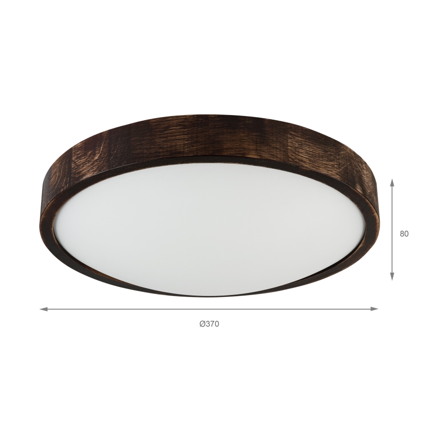 Candeeiro de tecto OAK SLIM 2xE27/15W/230V Ø 37 cm carvalho/castanho escuro