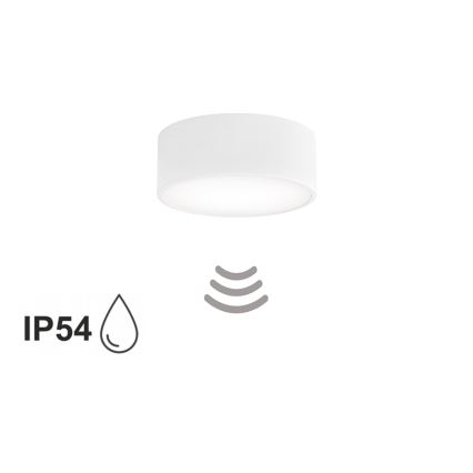 Candeeiro de tecto para casa de banho com sensor CLEO 1xE27/24W/230V pr. 20 cm IP54 branco