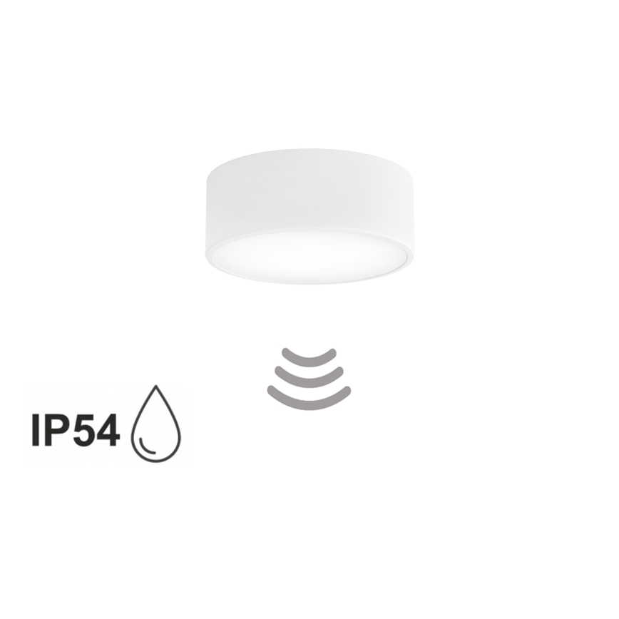 Candeeiro de tecto para casa de banho com sensor CLEO 1xE27/24W/230V pr. 20 cm IP54 branco