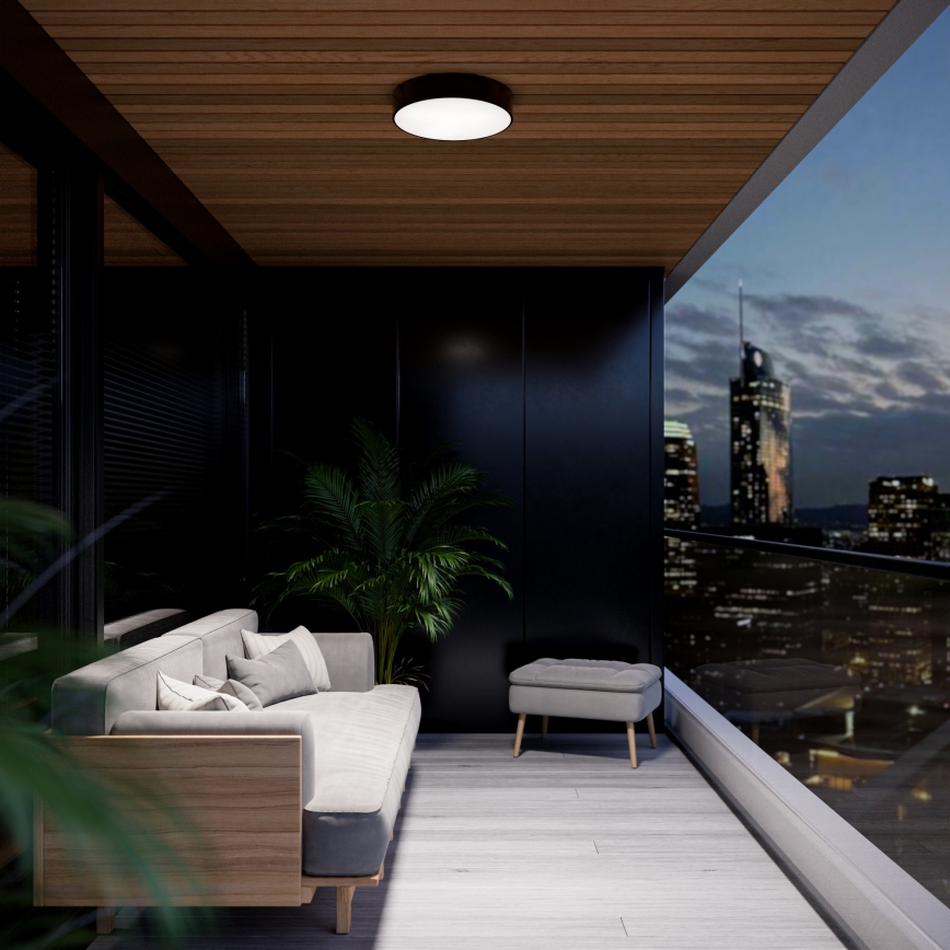 Candeeiro de tecto para casa de banho com sensor CLEO, 4xE27/24W/230V, Ø 50 cm, IP54, preto
