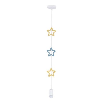Candeeiro de tecto para crianças STARS 1xE27/20W/230V amarelo/azul/branco