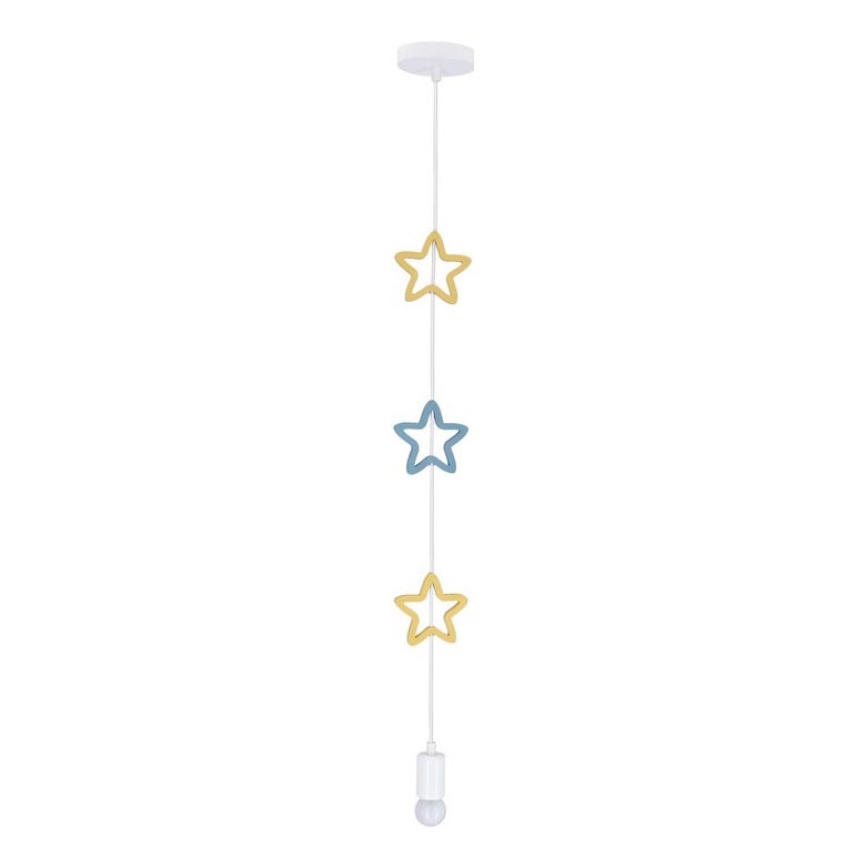 Candeeiro de tecto para crianças STARS 1xE27/20W/230V amarelo/azul/branco