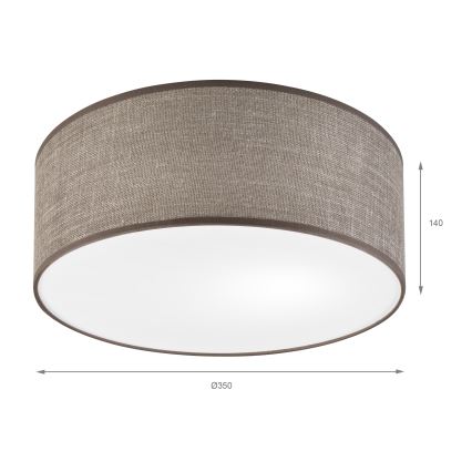 Candeeiro de tecto SIRJA, 1xE27/15W/230V, Ø 35 cm, castanho