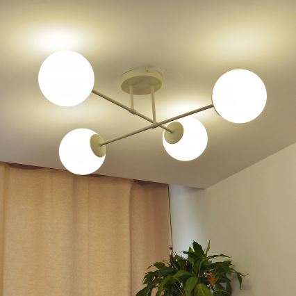 Candeeiro de tecto sobreposto MOON 4xE27/15W/230V creme