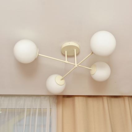 Candeeiro de tecto sobreposto MOON 4xE27/15W/230V creme