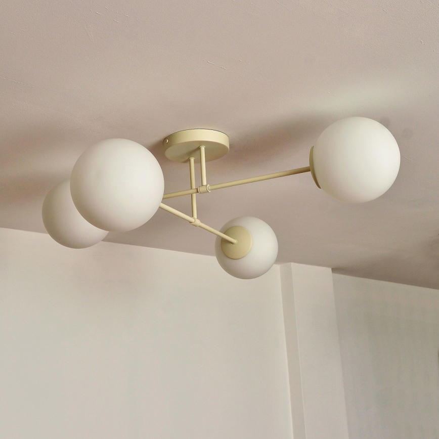Candeeiro de tecto sobreposto MOON 4xE27/15W/230V creme