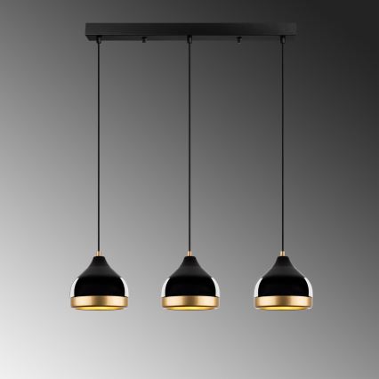 Candeeiro de tecto YILDO 3xE27/40W/230V preto/dourado