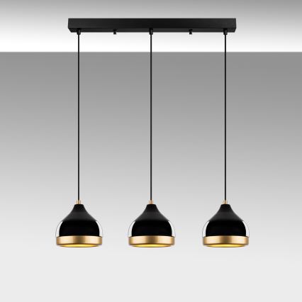 Candeeiro de tecto YILDO 3xE27/40W/230V preto/dourado