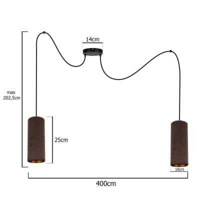 Candeeiro de teto suspenso AVALO 2xE27/60W/230V aranha castanho/cobre