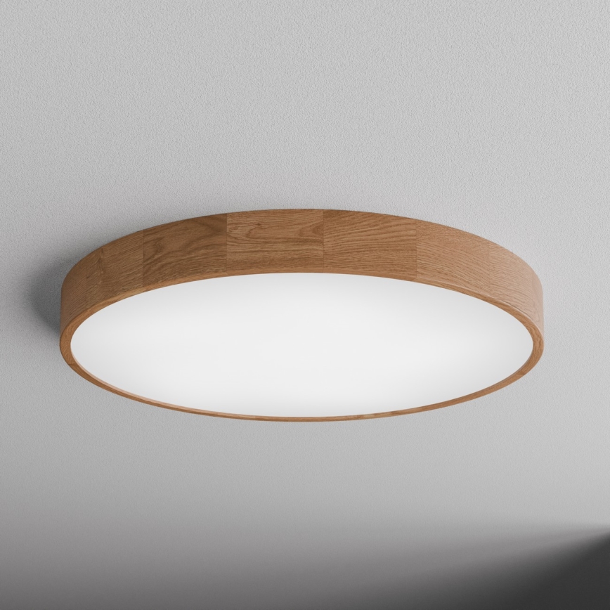 Candeeiro de teto CLEO, 6x E27/24W/230V, diâmetro 80 cm, acabamento em carvalho