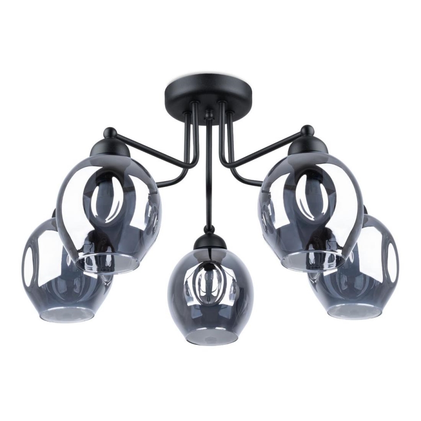 Candeeiro de teto com haste FILLAN 5xE27/60W/230V preto