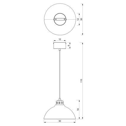 Candeeiro de teto suspenso SVEN 1xE27/15W/230V vermelho