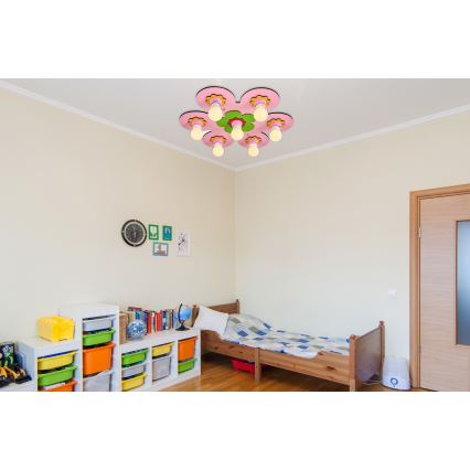 Candeeiro de teto infantil LUCCA 7xE27/24W/230V rosa
