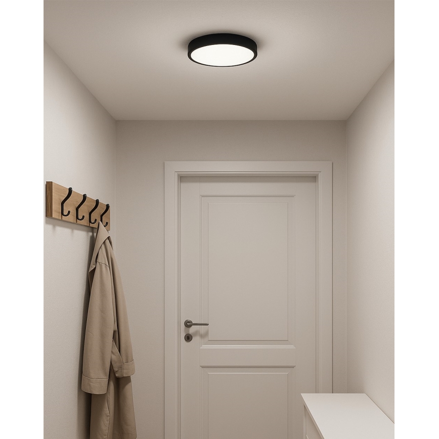 Candeeiro de teto LED/24W/230V 3000/4000/6500K Ø 30 cm preto