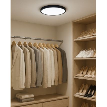 Candeeiro de teto LED/24W/230V 3000/4000/6500K Ø 30 cm preto