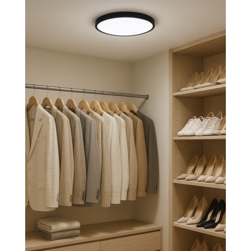 Candeeiro de teto LED/24W/230V 3000/4000/6500K Ø 30 cm preto