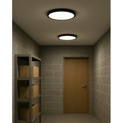 Candeeiro de teto LED/24W/230V 3000/4000/6500K Ø 30 cm preto