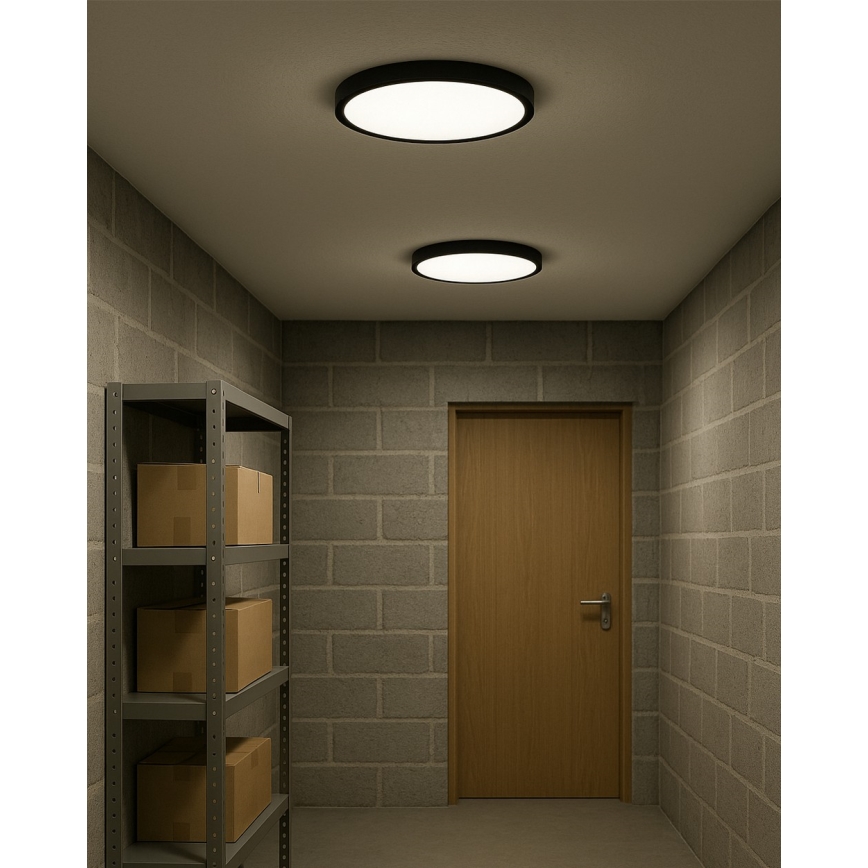 Candeeiro de teto LED/24W/230V 3000/4000/6500K Ø 30 cm preto