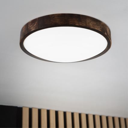 Candeeiro de teto LED OAK SLIM LED/36W/230V 4000K, Ø 37 cm, carvalho/castanho-escuro