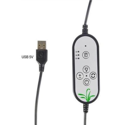 Candeeiro de teto LED regulável com um clip para plantas em crescimento LED/15W/5V