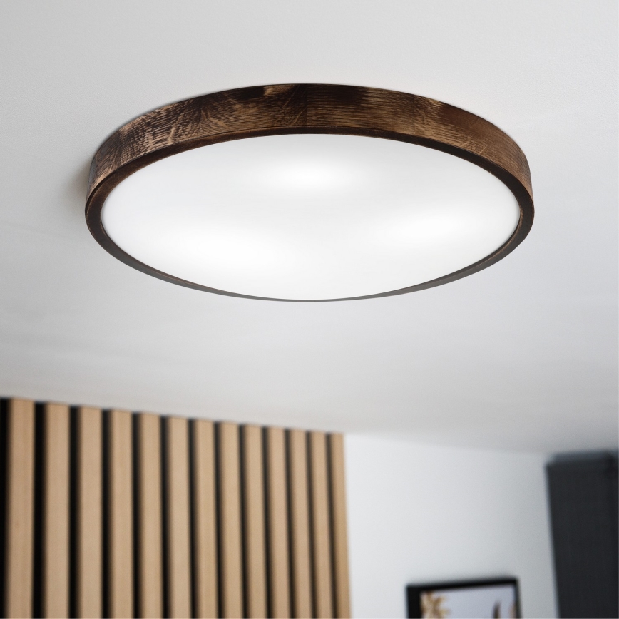 Candeeiro de teto OAK SLIM 3xE27/15W/230V Ø 47 cm carvalho/castanho escuro
