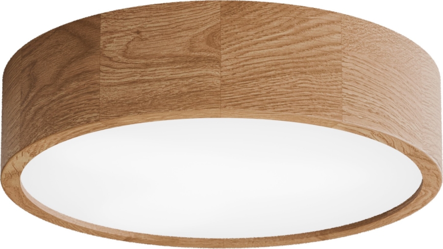 Candeeiro de teto para casa de banho com sensor CLEO 3xE27/24W/230V, diâmetro 37,5 cm, IP54, acabamento em carvalho