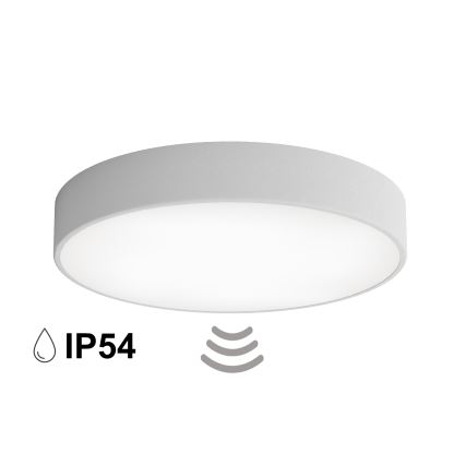 Candeeiro de teto para casa de banho com sensor CLEO 4xE27/24W/230V, diâmetro 50 cm, IP54, cinza