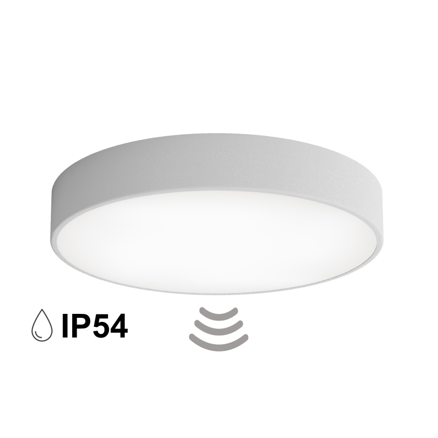 Candeeiro de teto para casa de banho com sensor CLEO 4xE27/24W/230V, diâmetro 50 cm, IP54, cinza